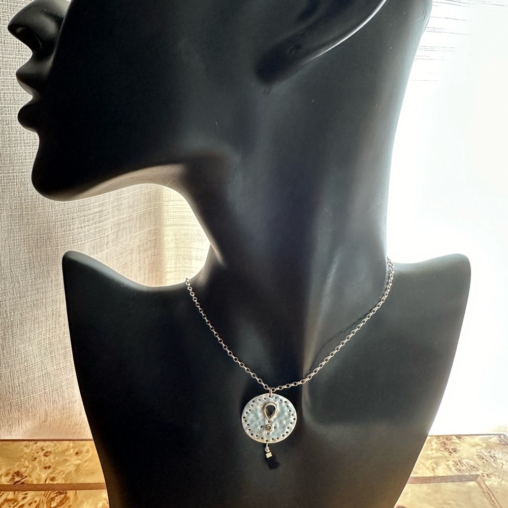 Silpada Tassel Fringe Cut-Out Sterling Silver Crystal Pendant Necklace